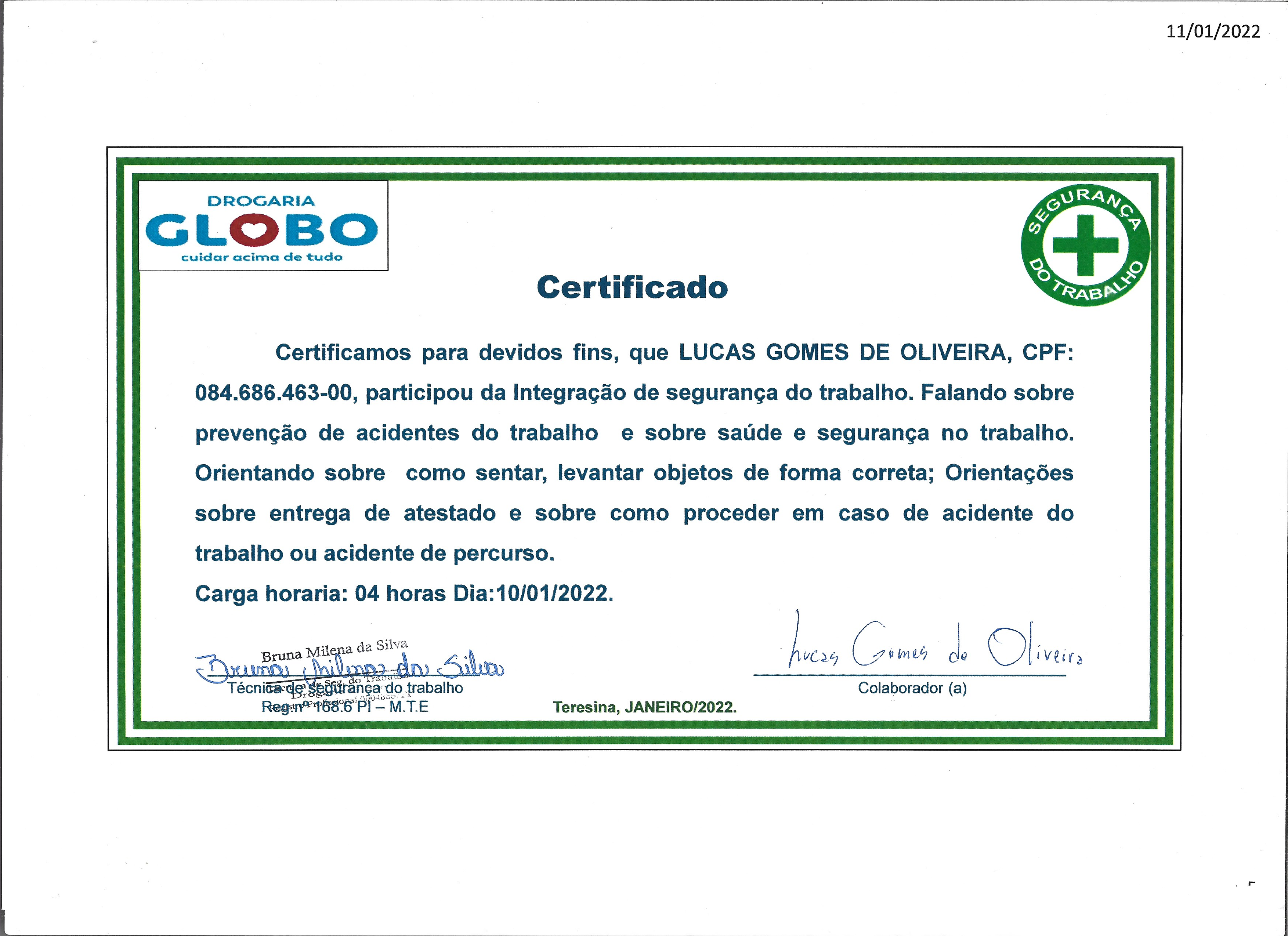 Integração de Segurança do Trabalho | January 10th, 2022